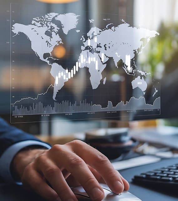 World map over global market data