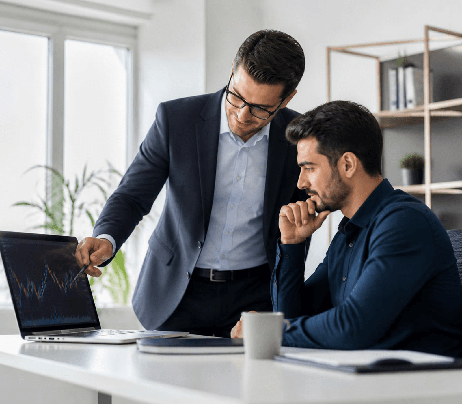 Trader learning to use the KIRA platform on a laptop