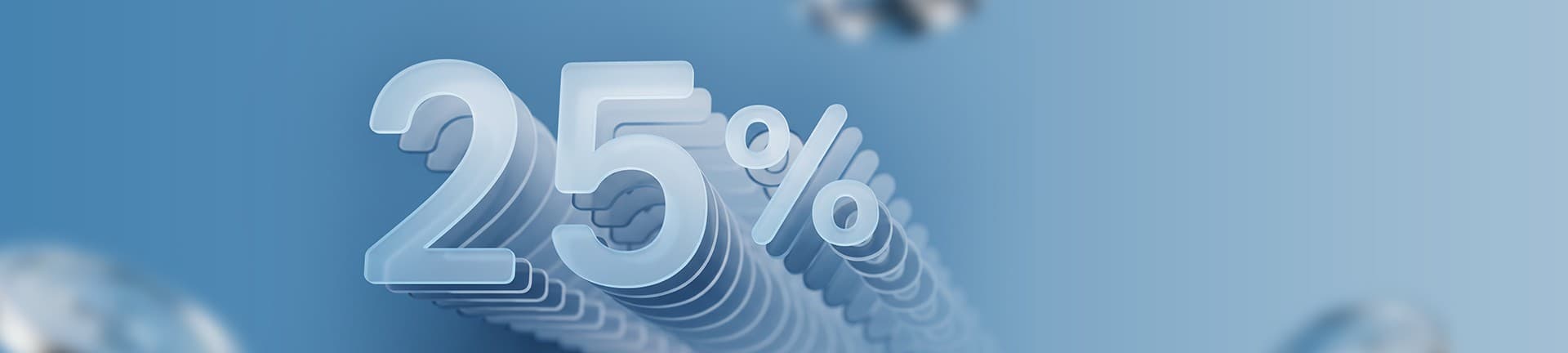 3D rendered 25% welcome bonus graphic on a blue gradient background