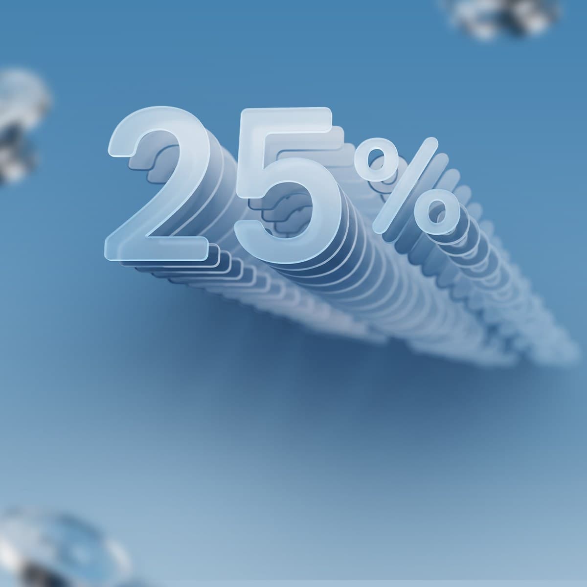 3D rendered 25% welcome bonus graphic on a blue gradient background